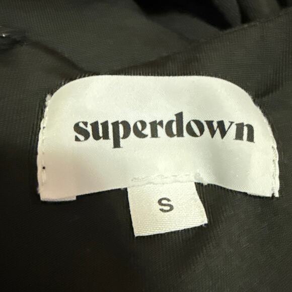 Superdown Martyna Black Long Sleeve V-Neck Ruched Draped Mini Bodycon Dress Sz S - Picture 4 of 5